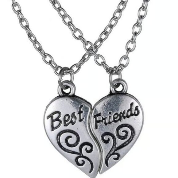 Jewelry - Lot of 10 Sets! 2 pieces Heart Silver Plated Best Friend Necklaces